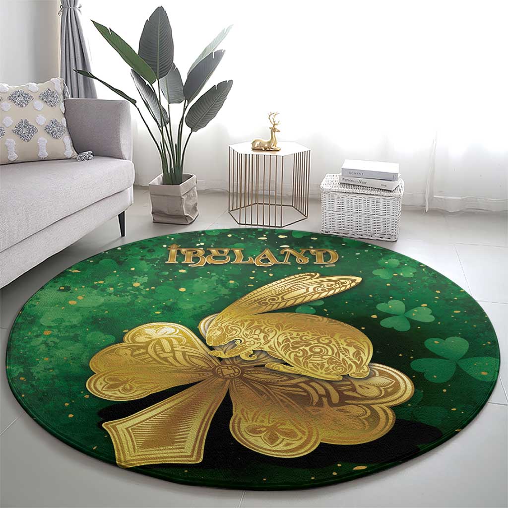 Ireland Round Carpet The Shamrock With The Irish Hare Patterns - Wonder Print Shop