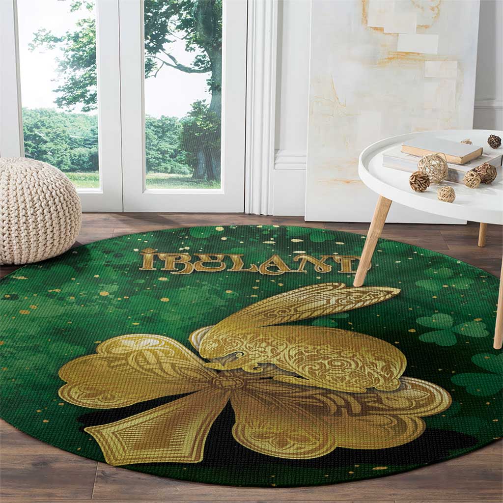 Ireland Round Carpet The Shamrock With The Irish Hare Patterns - Wonder Print Shop