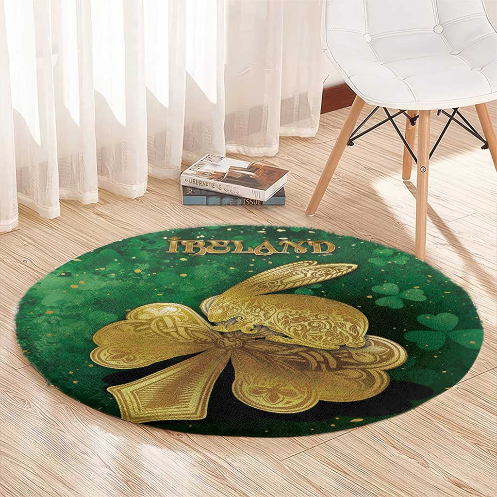 Ireland Round Carpet The Shamrock With The Irish Hare Patterns - Wonder Print Shop
