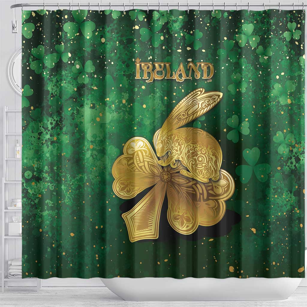 Ireland Shower Curtain The Shamrock With The Irish Hare Patterns - Wonder Print Shop