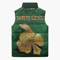 Personalized Ireland Sleeveless Puffer Jacket The Shamrock With The Irish Hare Patterns - Wonder Print Shop