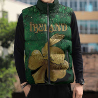 Personalized Ireland Sleeveless Puffer Jacket The Shamrock With The Irish Hare Patterns - Wonder Print Shop
