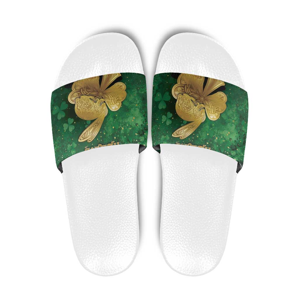 Ireland Slide Sandals The Shamrock With The Irish Hare Patterns - Wonder Print Shop