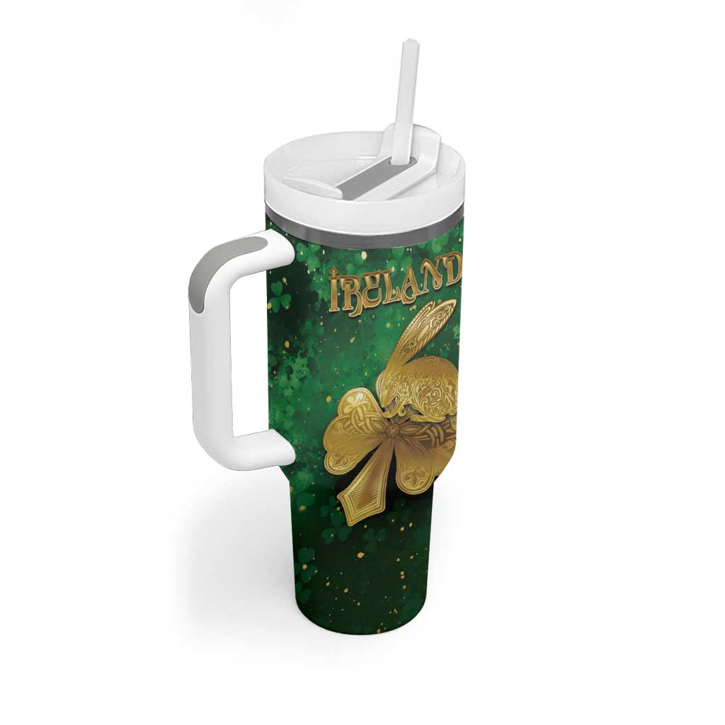 Personalized Ireland Tumbler With Handle The Shamrock With The Irish Hare Patterns - Wonder Print Shop