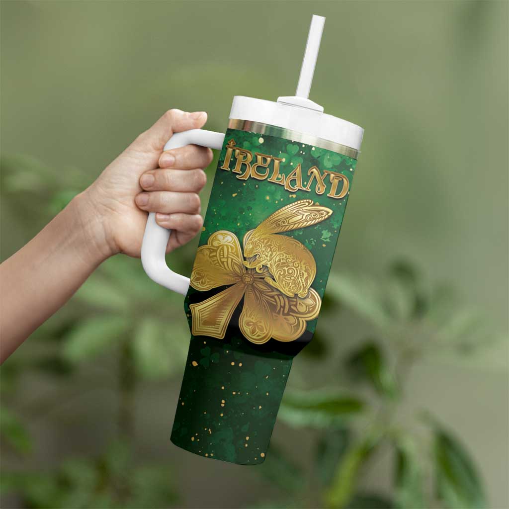 Personalized Ireland Tumbler With Handle The Shamrock With The Irish Hare Patterns - Wonder Print Shop
