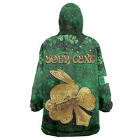 Personalized Ireland Wearable Blanket Hoodie The Shamrock With The Irish Hare Patterns - Wonder Print Shop