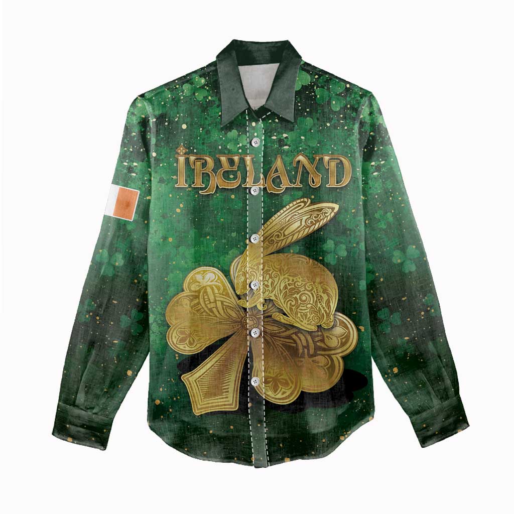 Personalized Ireland Women Casual Shirt The Shamrock With The Irish Hare Patterns - Wonder Print Shop