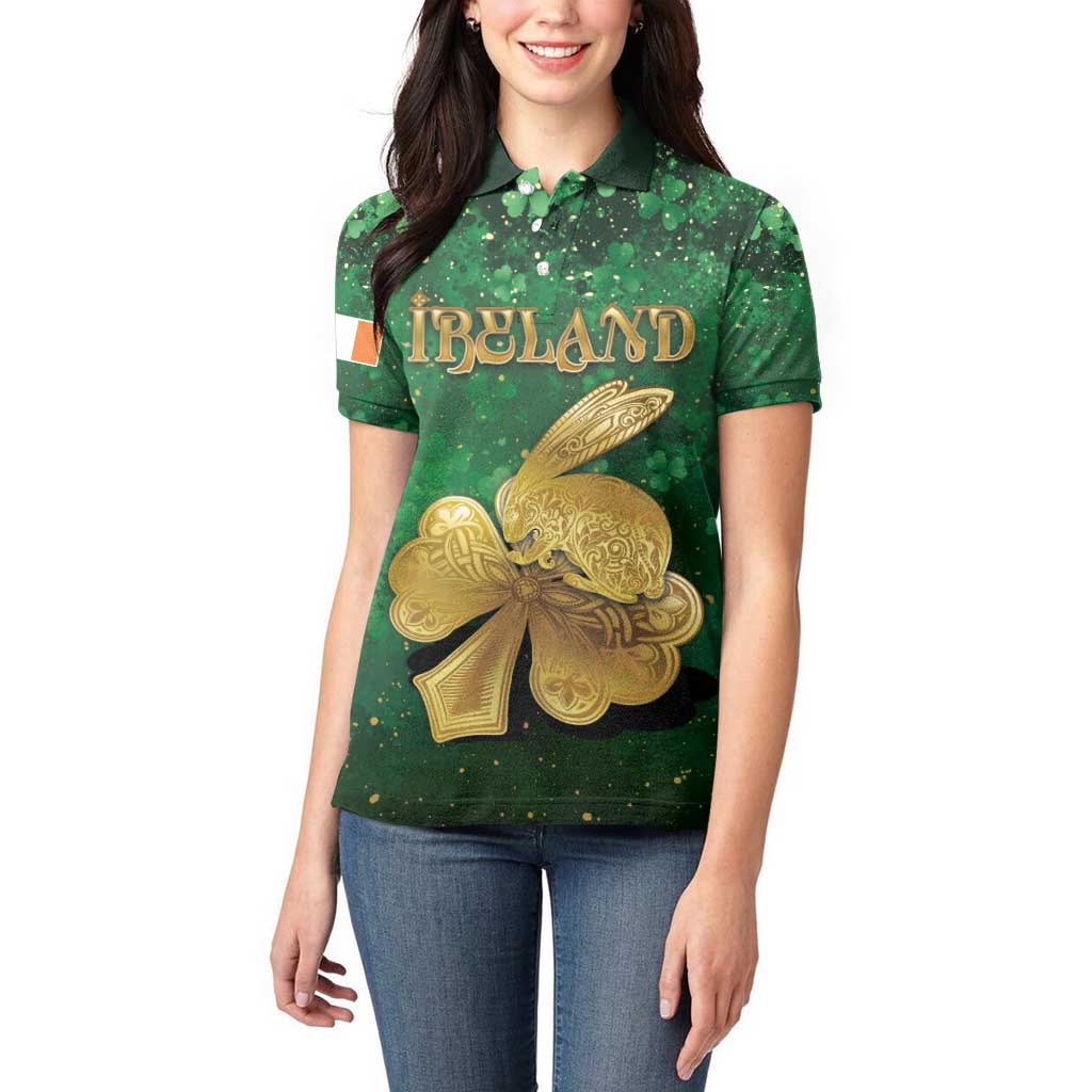 Personalized Ireland Women Polo Shirt The Shamrock With The Irish Hare Patterns - Wonder Print Shop