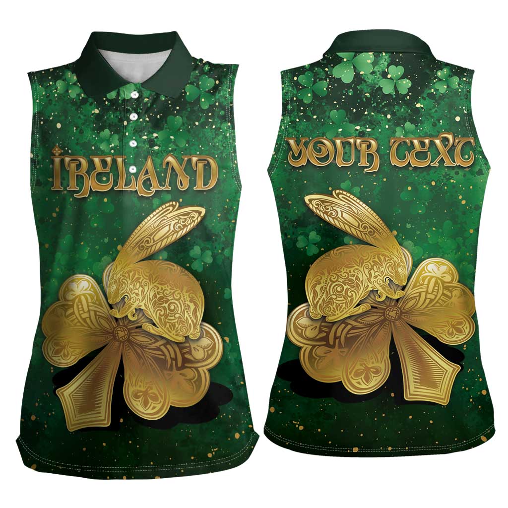 Personalized Ireland Women Sleeveless Polo Shirt The Shamrock With The Irish Hare Patterns - Wonder Print Shop
