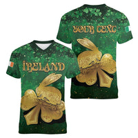 Personalized Ireland Women V-Neck T-Shirt The Shamrock With The Irish Hare Patterns - Wonder Print Shop