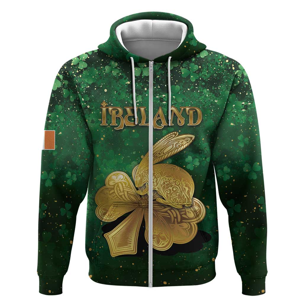 Personalized Ireland Zip Hoodie The Shamrock With The Irish Hare Patterns - Wonder Print Shop