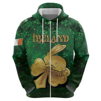Personalized Ireland Zip Hoodie The Shamrock With The Irish Hare Patterns - Wonder Print Shop