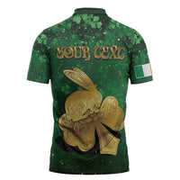 Personalized Ireland Zipper Polo Shirt The Shamrock With The Irish Hare Patterns - Wonder Print Shop