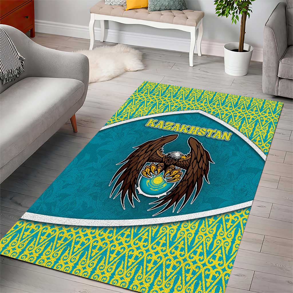 Kazakhstan Area Rug The Eagle With Kazakh Patterns - Wonder Print Shop
