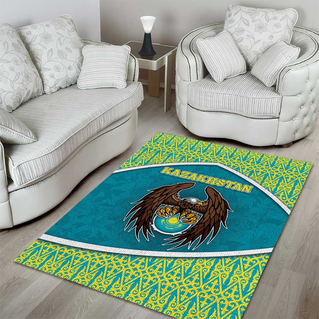 Kazakhstan Area Rug The Eagle With Kazakh Patterns - Wonder Print Shop