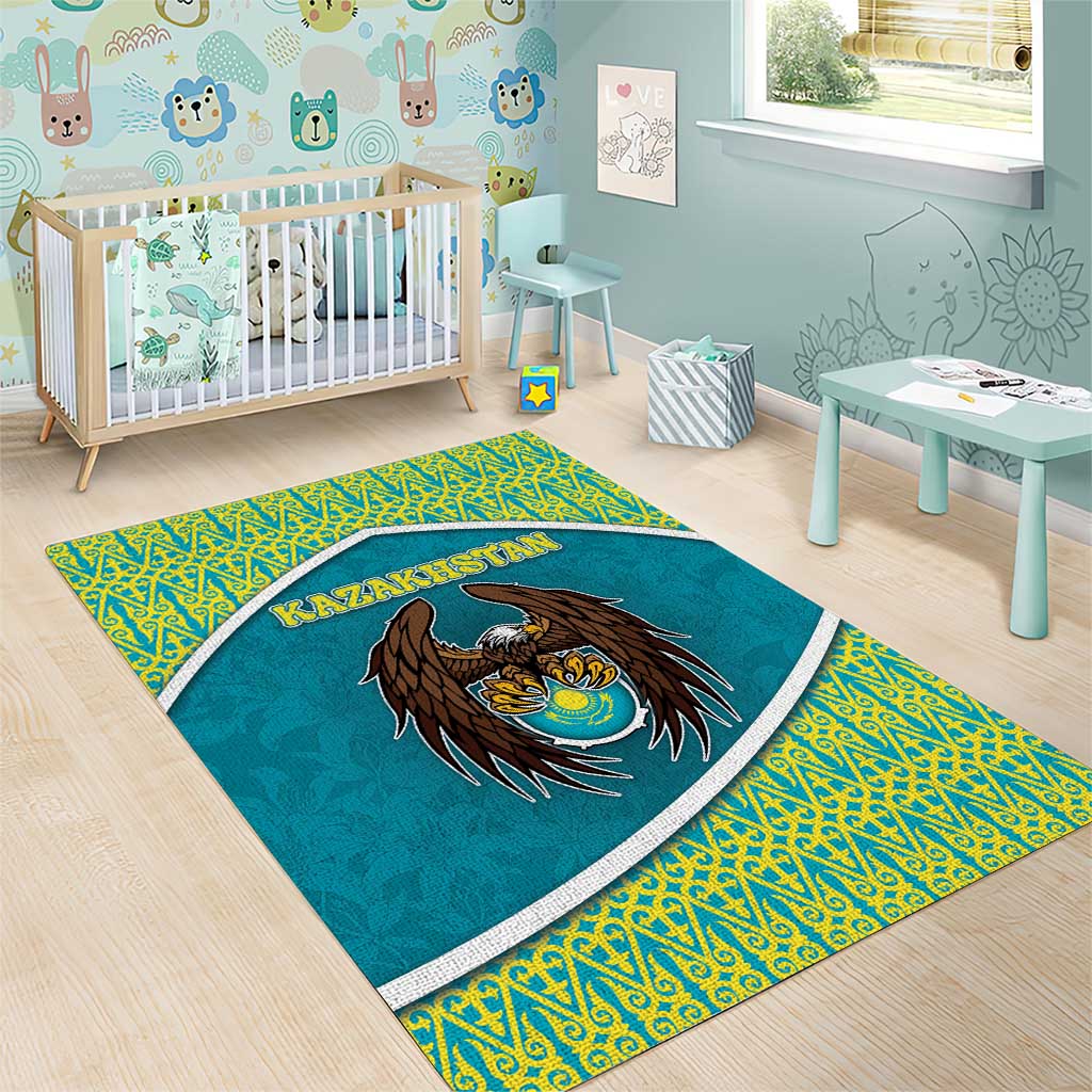 Kazakhstan Area Rug The Eagle With Kazakh Patterns - Wonder Print Shop