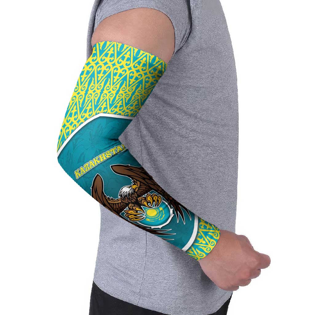 Kazakhstan Arm Sleeves The Eagle With Kazakh Patterns - Wonder Print Shop