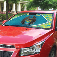 Kazakhstan Auto Sun Shade The Eagle With Kazakh Patterns - Wonder Print Shop