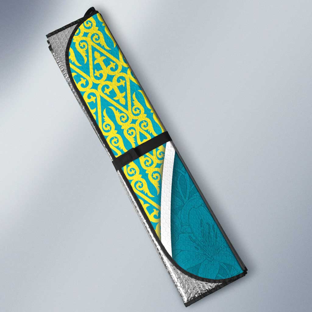 Kazakhstan Auto Sun Shade The Eagle With Kazakh Patterns - Wonder Print Shop
