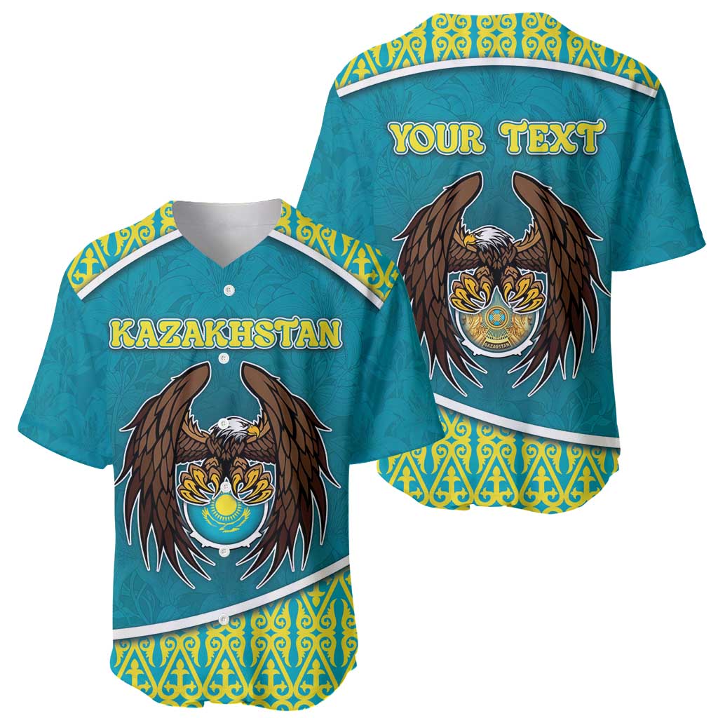Personalized Kazakhstan Baseball Jersey The Eagle With Kazakh Patterns - Wonder Print Shop