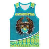 Personalized Kazakhstan Basketball Jersey The Eagle With Kazakh Patterns - Wonder Print Shop