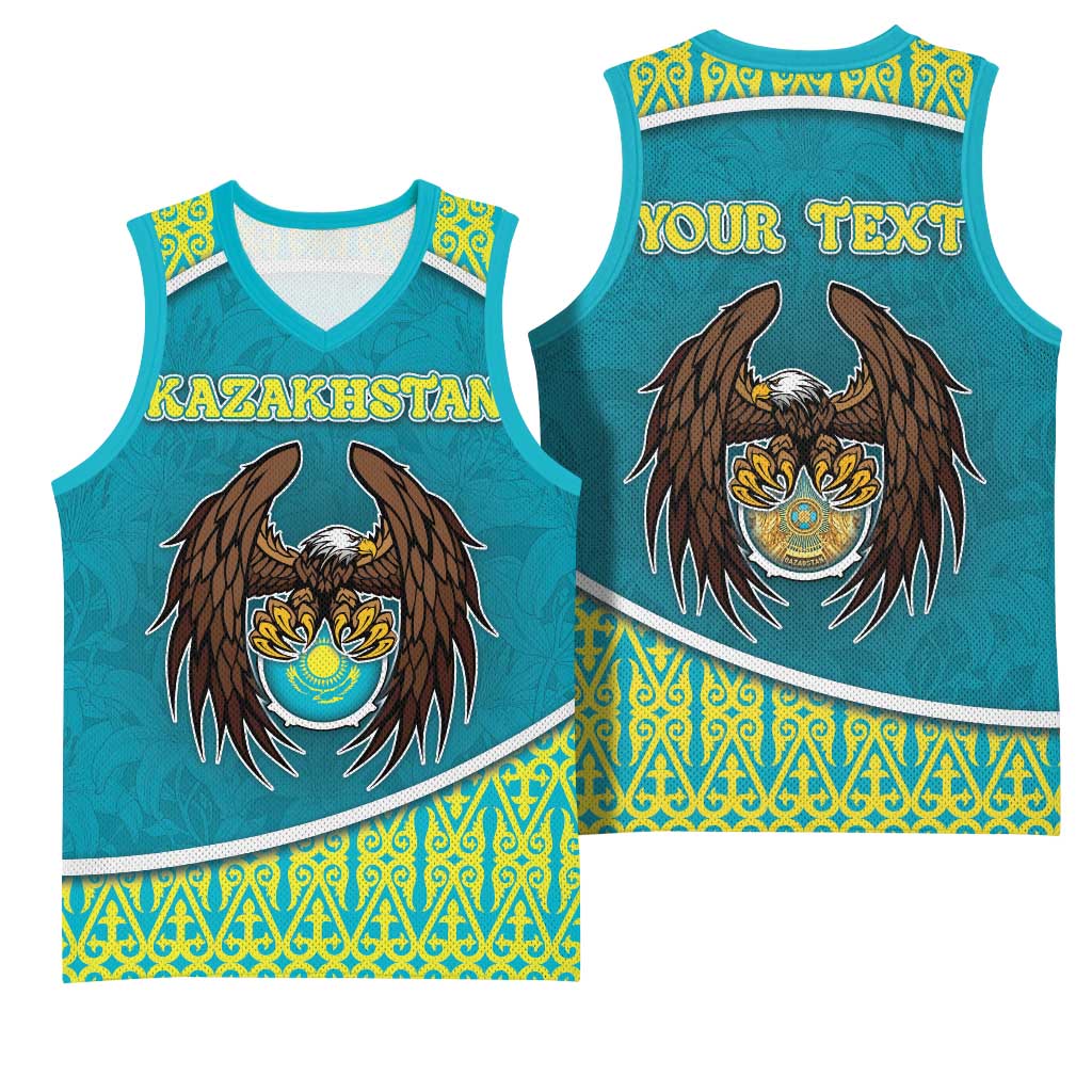 Personalized Kazakhstan Basketball Jersey The Eagle With Kazakh Patterns - Wonder Print Shop