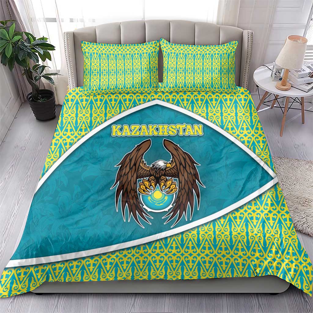 Kazakhstan Bedding Set The Eagle With Kazakh Patterns - Wonder Print Shop