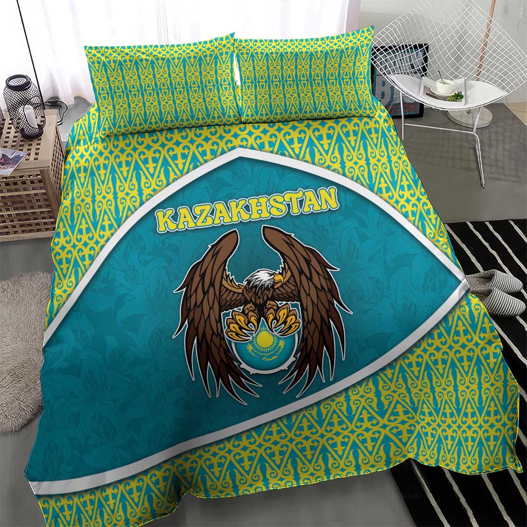 Kazakhstan Bedding Set The Eagle With Kazakh Patterns - Wonder Print Shop