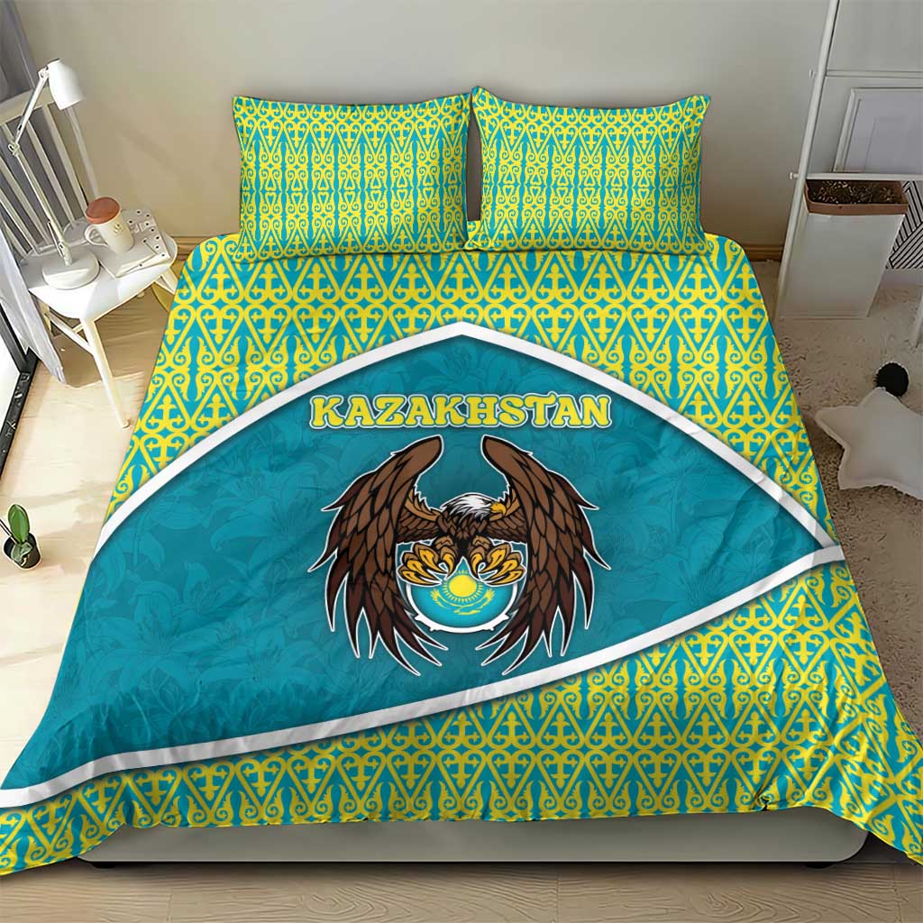 Kazakhstan Bedding Set The Eagle With Kazakh Patterns - Wonder Print Shop