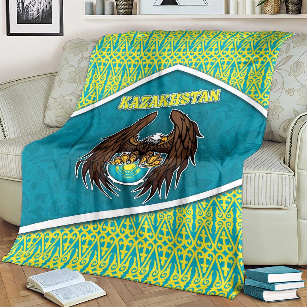 Kazakhstan Blanket The Eagle With Kazakh Patterns - Wonder Print Shop