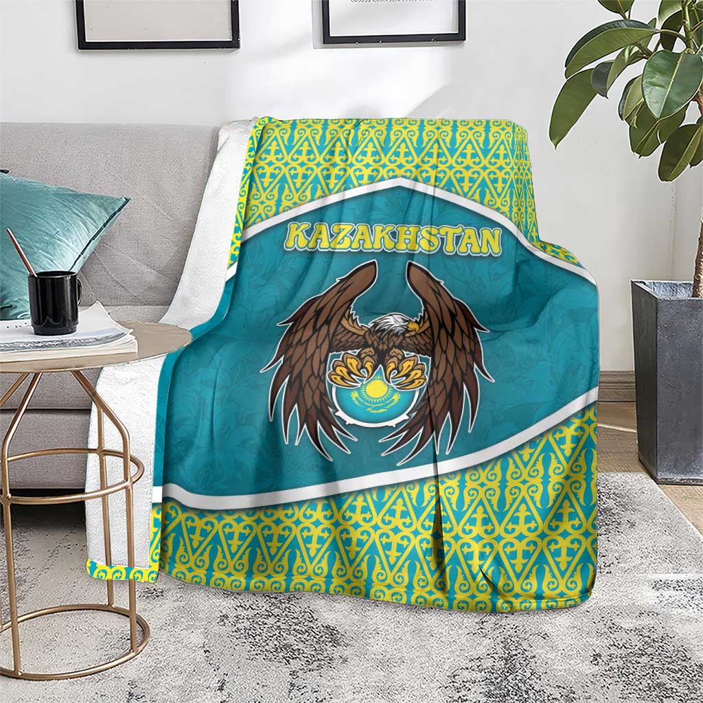 Kazakhstan Blanket The Eagle With Kazakh Patterns - Wonder Print Shop
