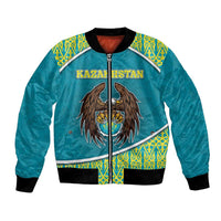 Personalized Kazakhstan Bomber Jacket The Eagle With Kazakh Patterns - Wonder Print Shop
