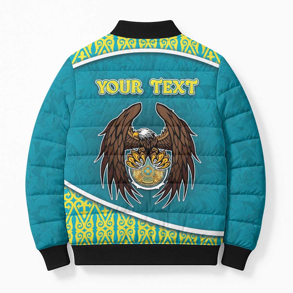 Personalized Kazakhstan Bomber Puffer Jacket The Eagle With Kazakh Patterns - Wonder Print Shop