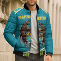 Personalized Kazakhstan Bomber Puffer Jacket The Eagle With Kazakh Patterns - Wonder Print Shop