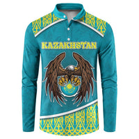 Personalized Kazakhstan Button Sweatshirt The Eagle With Kazakh Patterns - Wonder Print Shop