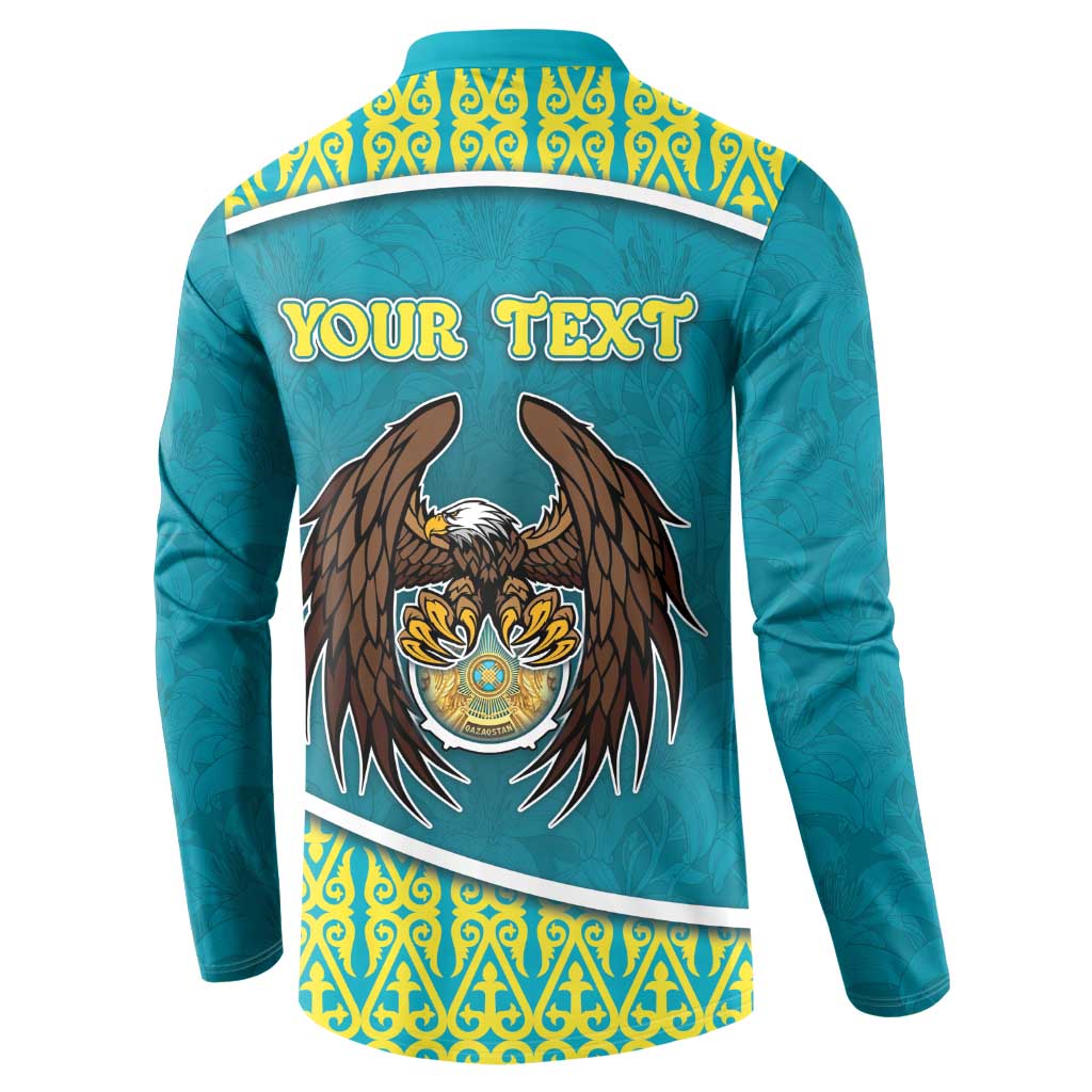 Personalized Kazakhstan Button Sweatshirt The Eagle With Kazakh Patterns - Wonder Print Shop