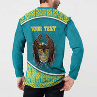 Personalized Kazakhstan Button Sweatshirt The Eagle With Kazakh Patterns - Wonder Print Shop