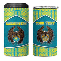 Personalized Kazakhstan 4 in 1 Can Cooler Tumbler The Eagle With Kazakh Patterns - Wonder Print Shop