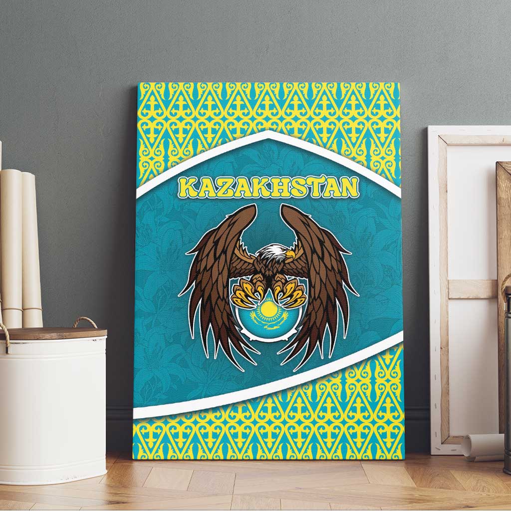 Kazakhstan Canvas Wall Art The Eagle With Kazakh Patterns - Wonder Print Shop