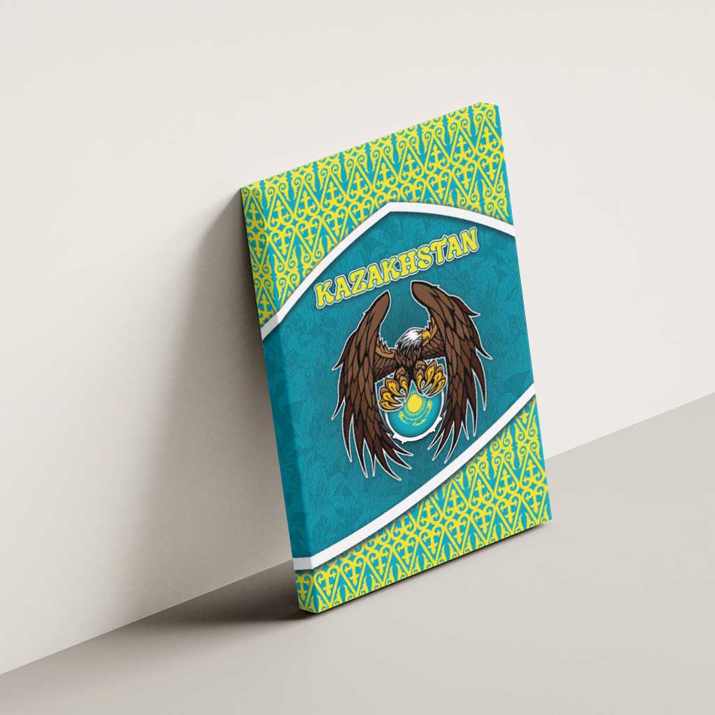 Kazakhstan Canvas Wall Art The Eagle With Kazakh Patterns - Wonder Print Shop