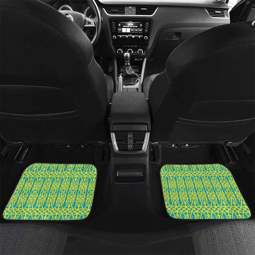 Kazakhstan Car Mats The Eagle With Kazakh Patterns - Wonder Print Shop