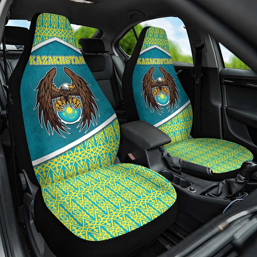 Kazakhstan Car Seat Cover The Eagle With Kazakh Patterns - Wonder Print Shop