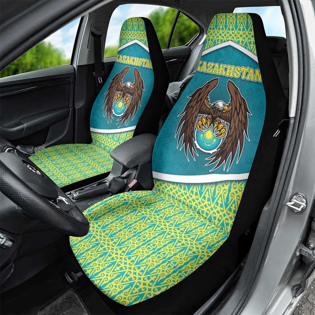 Kazakhstan Car Seat Cover The Eagle With Kazakh Patterns - Wonder Print Shop