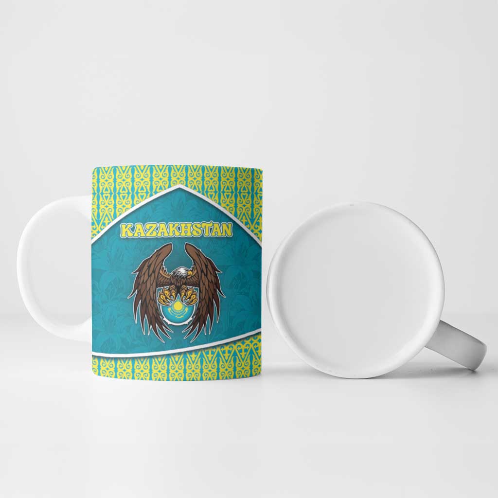 Personalized Kazakhstan Ceramic Mug The Eagle With Kazakh Patterns - Wonder Print Shop