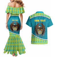 Personalized Kazakhstan Couples Matching Mermaid Dress and Hawaiian Shirt The Eagle With Kazakh Patterns - Wonder Print Shop