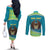 Personalized Kazakhstan Couples Matching Off The Shoulder Long Sleeve Dress and Long Sleeve Button Shirt The Eagle With Kazakh Patterns - Wonder Print Shop