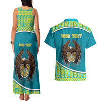 Personalized Kazakhstan Couples Matching Tank Maxi Dress and Hawaiian Shirt The Eagle With Kazakh Patterns - Wonder Print Shop