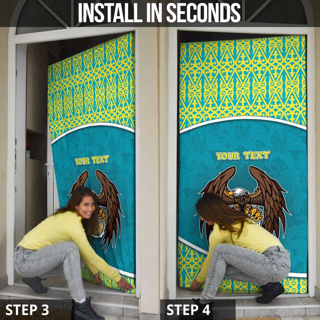 Kazakhstan Door Cover The Eagle With Kazakh Patterns - Wonder Print Shop