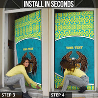 Kazakhstan Door Cover The Eagle With Kazakh Patterns - Wonder Print Shop