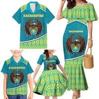Personalized Kazakhstan Family Matching Mermaid Dress and Hawaiian Shirt The Eagle With Kazakh Patterns - Wonder Print Shop
